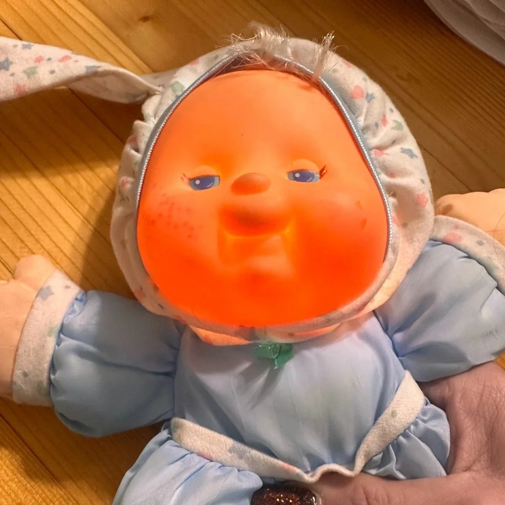 Vintage 1991 Fisher Price Puffalump Kids Light Up Baby Doll Blue 1372 1373 Plush